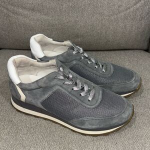 Veronica Beard Hartley Gray Stone Suede Sneaker